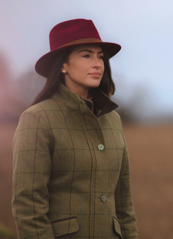 ALAN PAINE - Richmond UNISEX Felt klobouk s peřím Wine