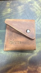 FORESTER - kožená minimalistická peněženka prošívaná klopa boční klín hnědá