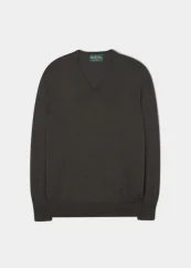 ALAN PAINE - Millbrook Vee Neck svetr pánský Dark brown