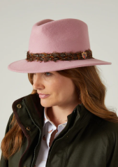 ALAN PAINE - Richmond UNISEX Felt Feather Band klobouk Pink
