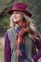 ALAN PAINE - Richmond UNISEX Felt klobouk s peřím Wine