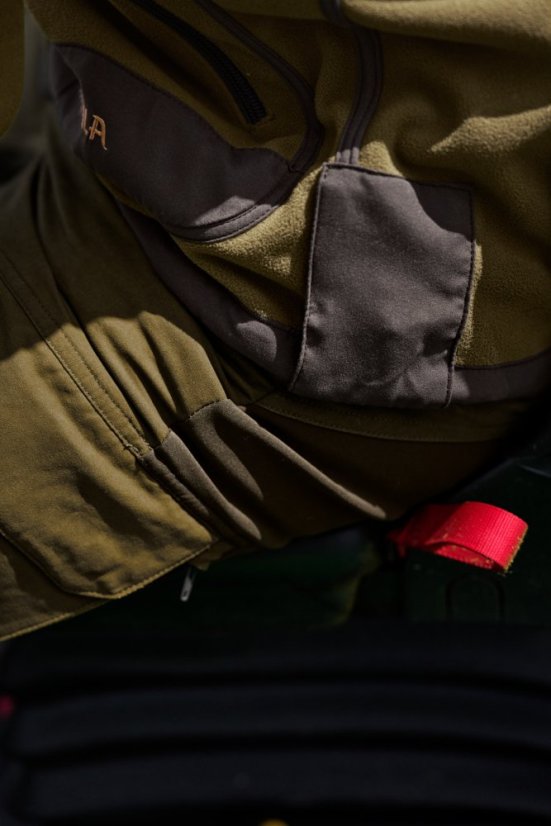 HÄRKILA  - Kamko fleece oboustranná bunda pánská Dark olive-Arabian spice