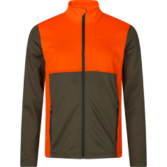 Seeland -Elliot fleece mikina pánská Pine green/Hi-Vis orange