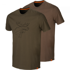 HÄRKILA - 2pack GRAPHIC (willow green/State brown) tričko pánské