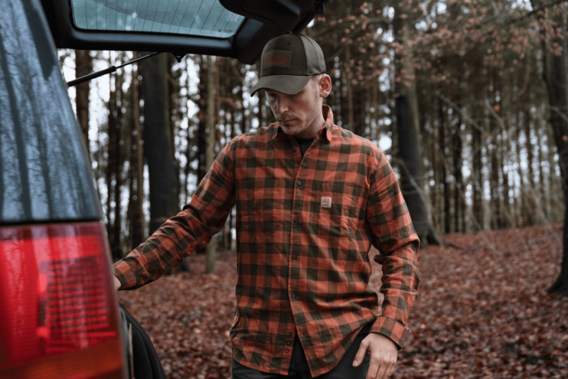 HÄRKILA - Scandinavian košile pánská Autumn orange check