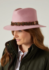 ALAN PAINE - Richmond UNISEX Felt Feather Band klobouk Pink