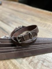 FORESTER obojek z broušené kůže hnědý