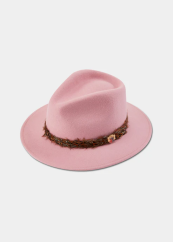 ALAN PAINE - Richmond UNISEX Felt Feather Band klobouk Pink