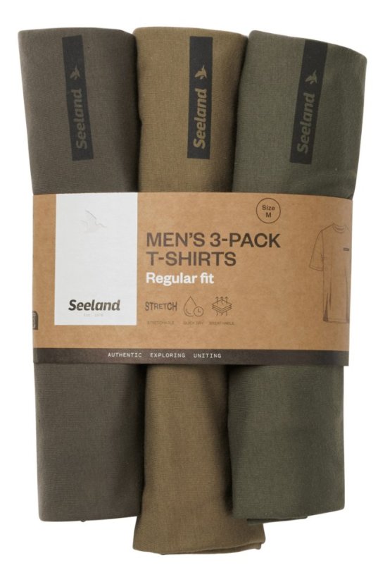 Seeland - 3pack triko pánské Pine green-Military olive-Grape leaf