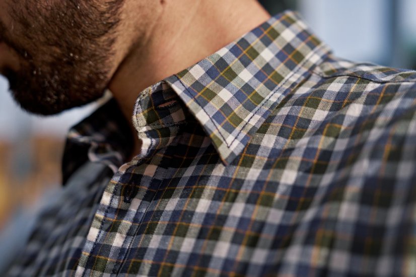 HÄRKILA  - Fjell košile s krátkým rukávem pánská Naval blue check