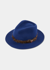 ALAN PAINE - Richmond UNISEX Felt Feather Band klobouk Blue