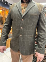 FORESTER - STEFAN III sako vlněné společenské pánské kostka zelená-hnědá