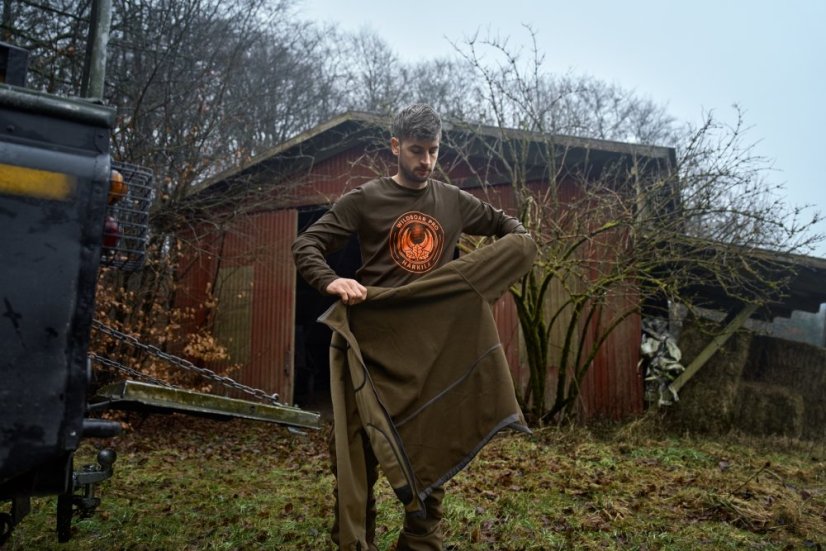 HÄRKILA  - Kamko fleece oboustranná bunda pánská Dark antique bronze-Willow green