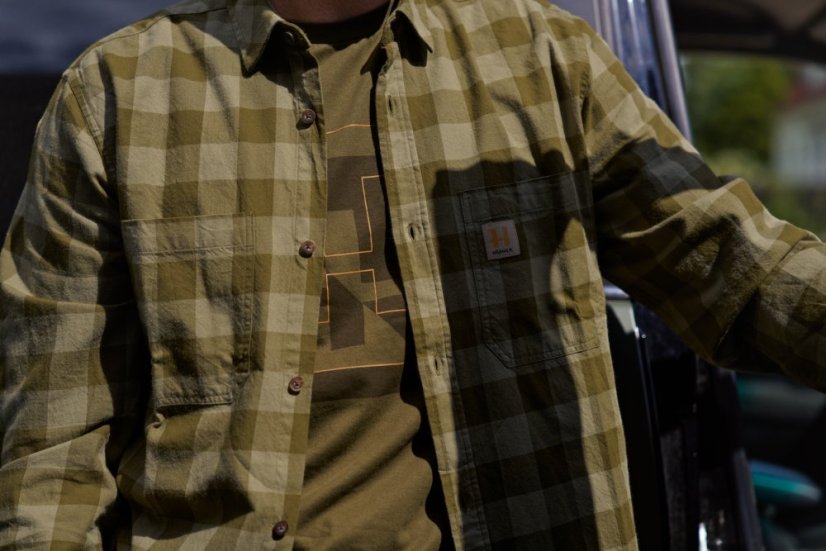 HÄRKILA - Scandinavian košile pánská Dark olive check
