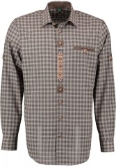 Košile tm. hnědá -  zdobená, kůže (3310)