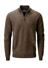 ALAN PAINE - Streetly half zip se stojáčkem svetr pánský Cocoa