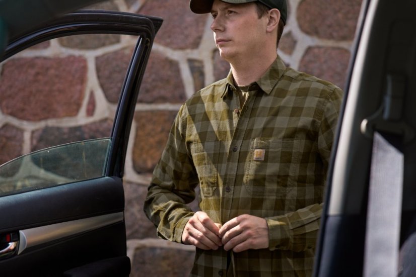HÄRKILA - Scandinavian košile pánská Dark olive check