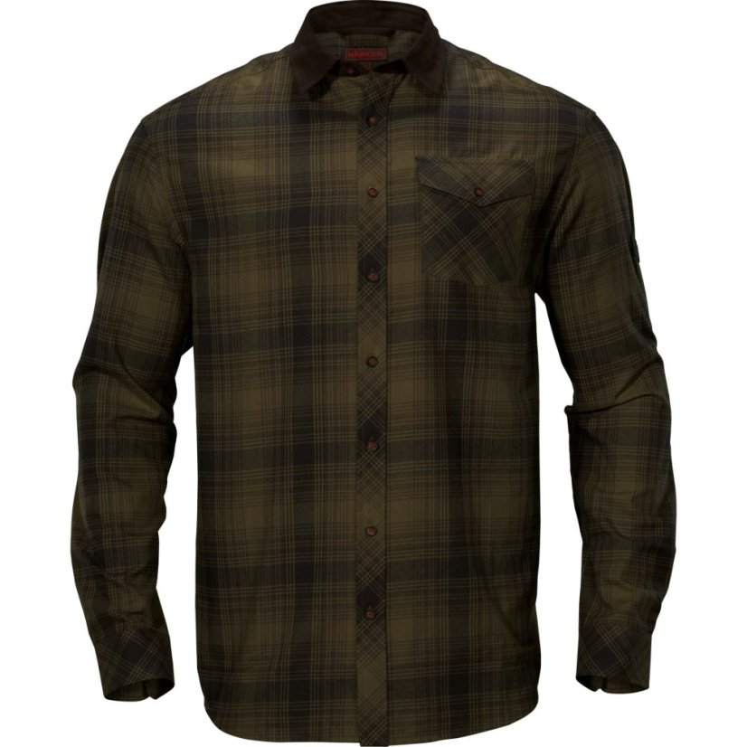 HÄRKILA  - Driven Hunt flannel košile pánská Olive green check