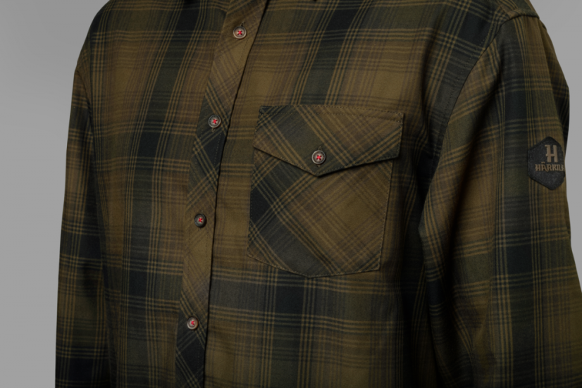 HÄRKILA  - Driven Hunt flannel košile pánská Olive green check