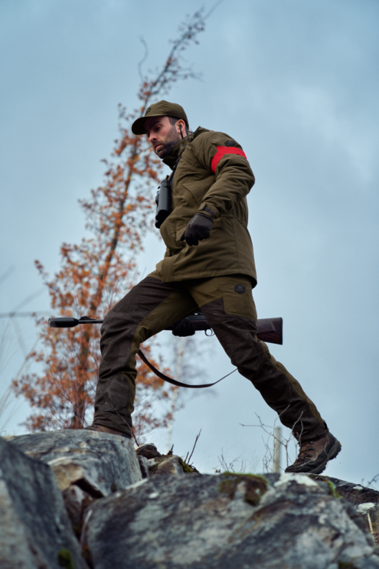 HÄRKILA - Driven Hunt HWS kožené kalhoty pánské Willow green-Shadow brown