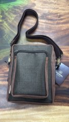 ARTIPEL - taška přes rameno Explorer / kůže zeleno hnědá