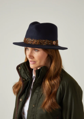 ALAN PAINE - Richmond UNISEX Felt Feather Band klobouk Navy