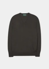 ALAN PAINE - Millbrook Vee Neck svetr pánský Dark brown