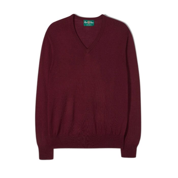 ALAN PAINE - Millbrook Vee Neck svetr pánský Bordeaux