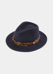 ALAN PAINE - Richmond UNISEX Felt Feather Band klobouk Navy