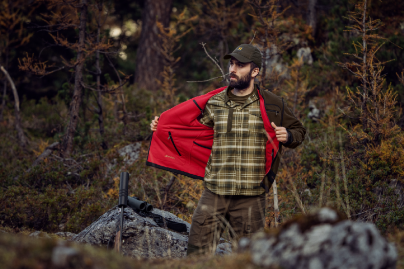 HÄRKILA -  Kamko fleece oboustranná mikina pánská hnědo/červená