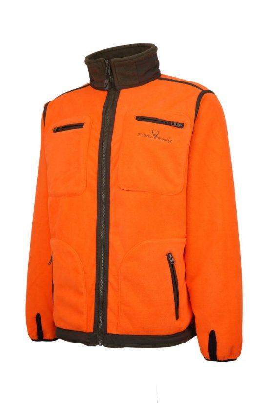 HUBERTUS - Windblocker oboustranná fleece bunda pánská oliv oranžová