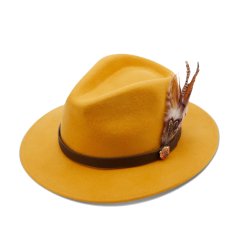ALAN PAINE - Richmond UNISEX Felt klobouk s peřím Mustard