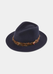 ALAN PAINE - Richmond UNISEX Felt Feather Band klobouk Navy