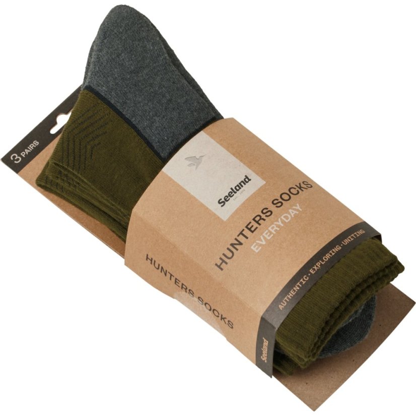 Seeland - Field ponožky 3pack pánské Pine green-Dark grey