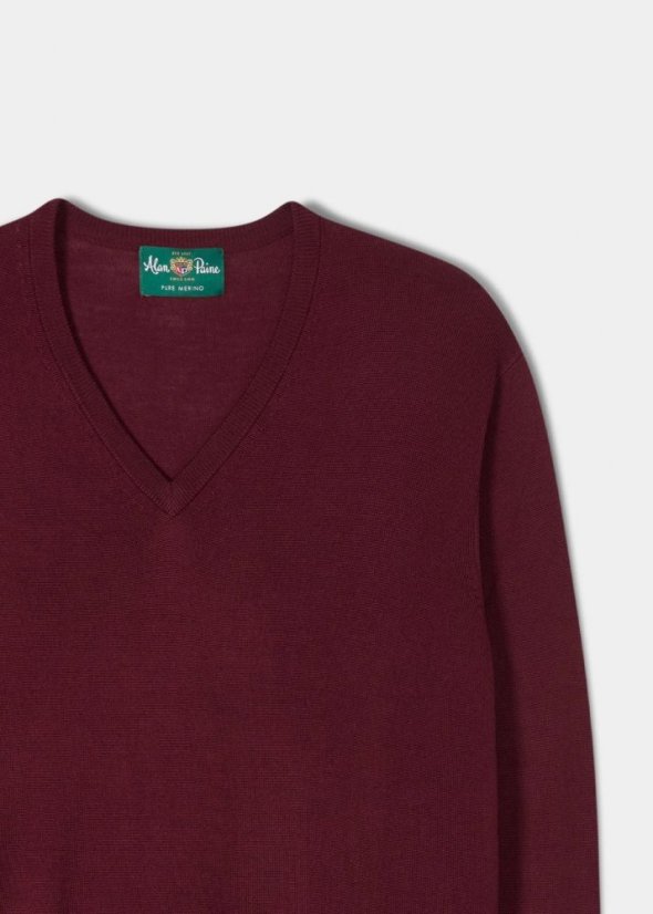 ALAN PAINE - Millbrook Vee Neck svetr pánský Bordeaux